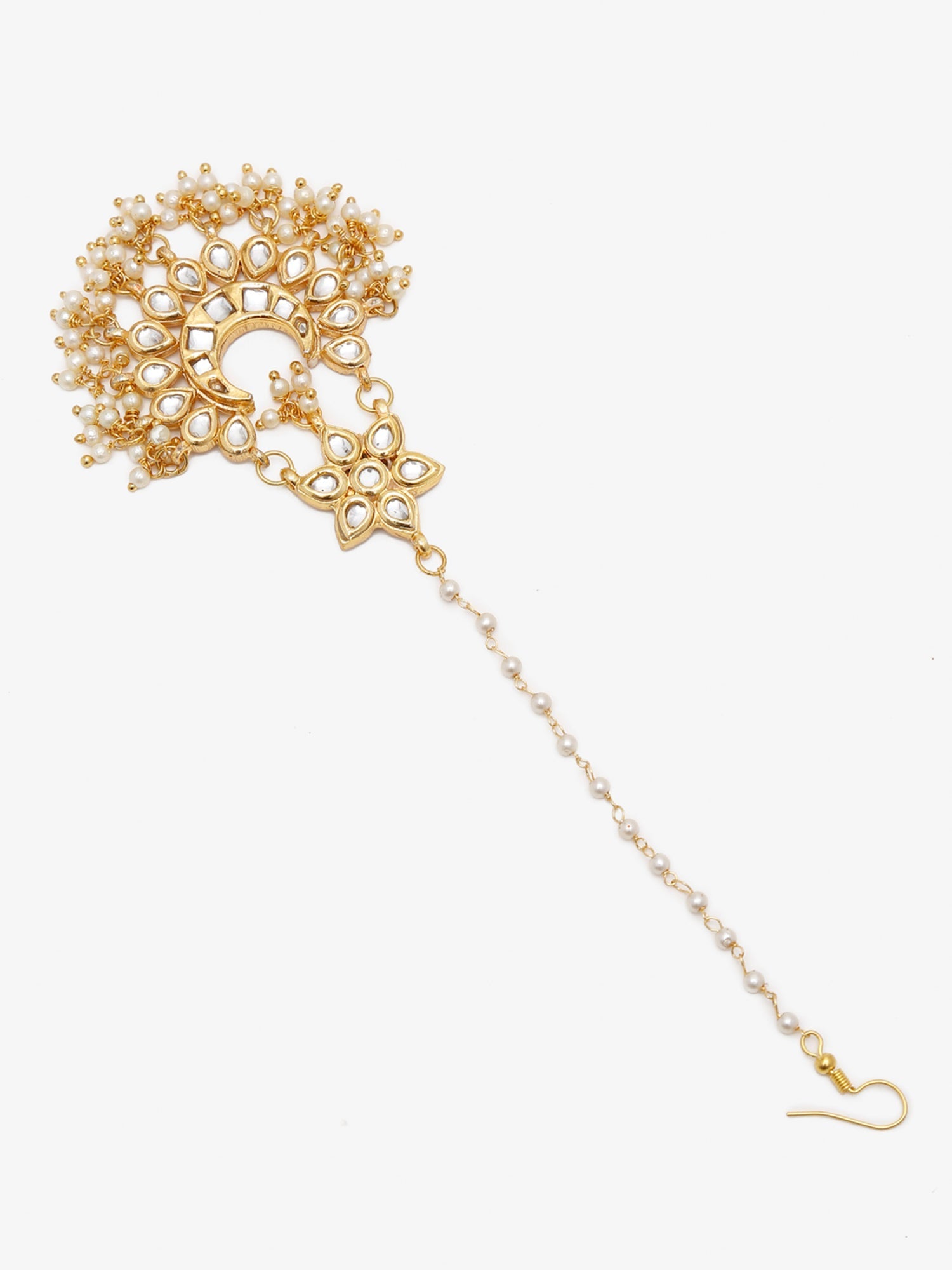 Gold-Polished Kundan Maang Tikka - Ruby Raang | Swadesiicart