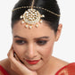 Gold-Polished White Kundan-Studded Pearl Beaded Handcrafted Maatha Patti - Ruby Raang | Swadesiicart