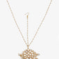 Gold-Polished White Kundan-Studded Pearl Beaded Handcrafted Maatha Patti - Ruby Raang | Swadesiicart