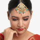 Multicoloured Gold-Polished Kundan Maang Tikka - Ruby Raang | Swadesiicart
