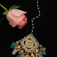 Multicoloured Gold-Polished Kundan Maang Tikka - Ruby Raang | Swadesiicart