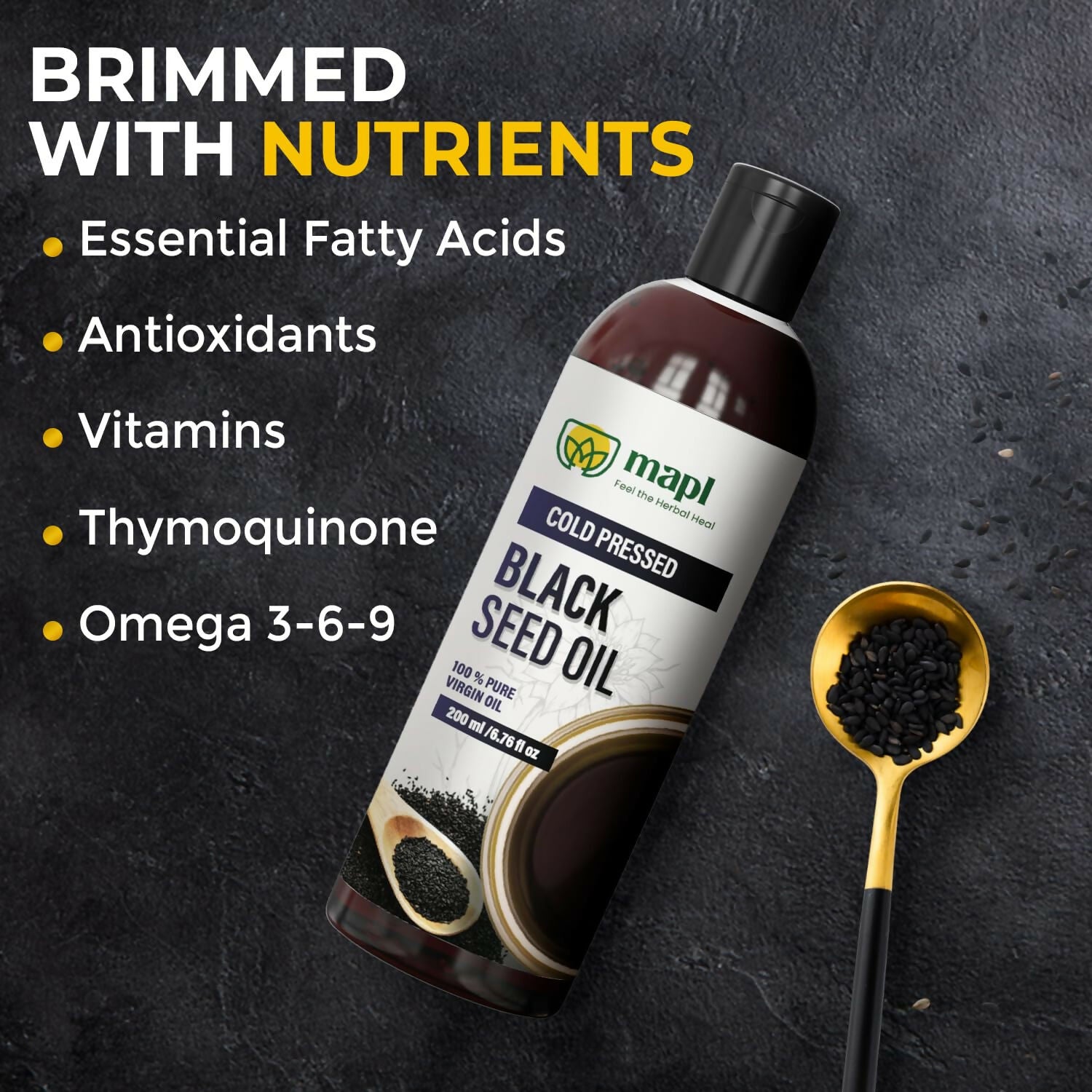 MAPL Organic Black Seed Oil Cold-Pressed | Swadesiicart