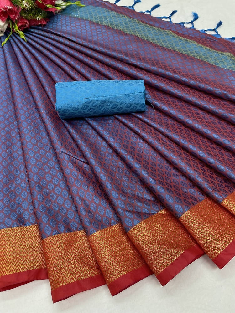 Vamika Banarasi Jacquard Weaving Rama Green Saree | Swadesiicart