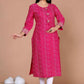 Miravan Women's Embroidered Pink Bandhani Pakistani Straight Kurti - Swadesiicart