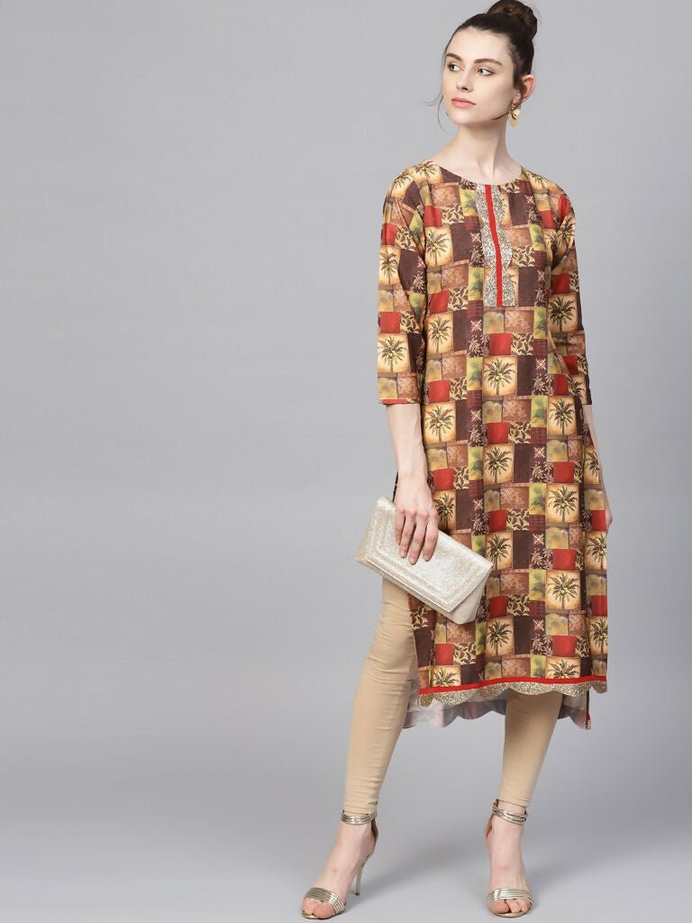 Ahalyaa Women's Traditional wear Kurta - Multi Color | Swadesiicart