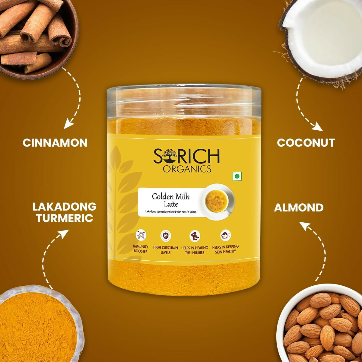 Sorich Organics Golden Milk Turmeric Latte Mix Powder | Swadesiicart