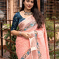 Pink Pure Linen Woven Design Saree with Unstitched Blouse - Hiral Fashion | Swadesiicart