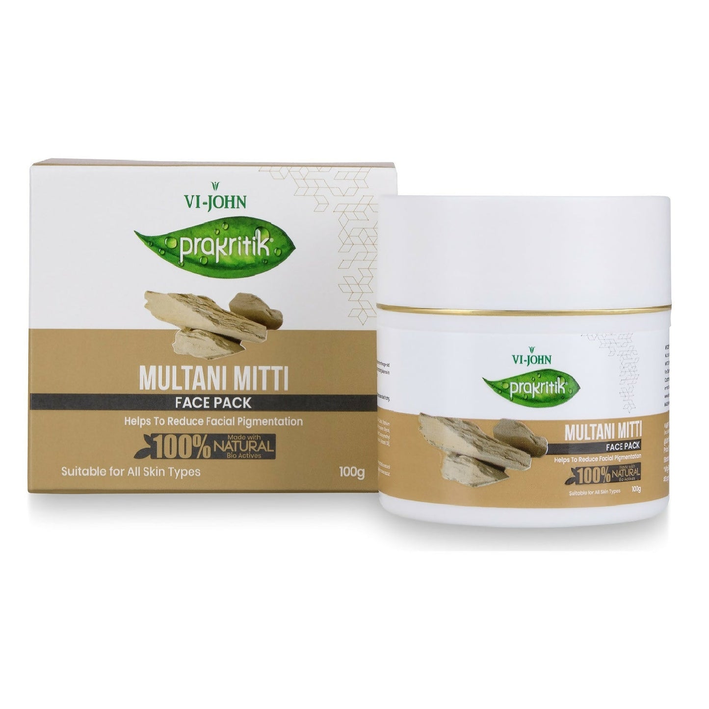 VI-JOHN Prakritik Multani Mitti Face Pack Controls Sebum Made With 100% Natural Bio Actives | Swadesiicart