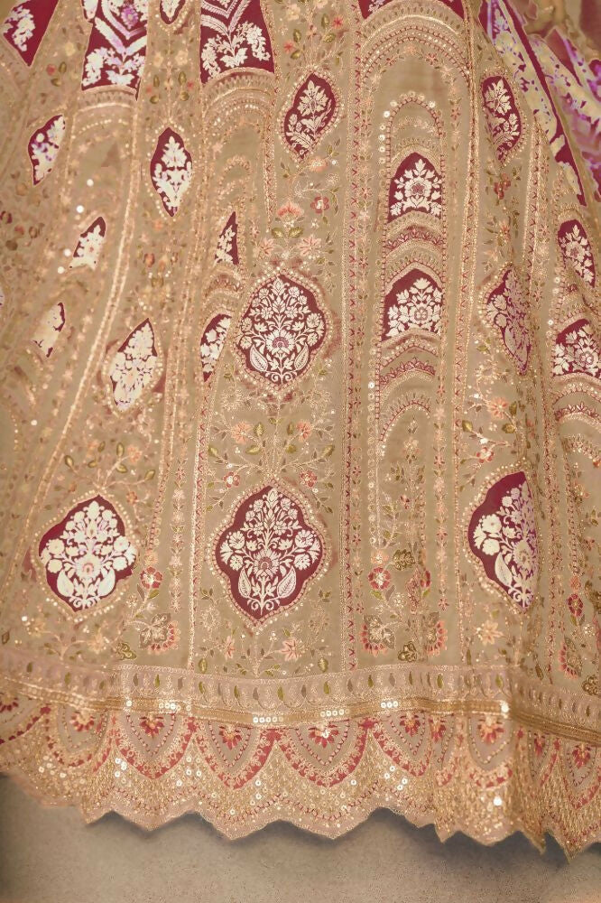 Kesar Fab Chiku Banarasi Silk Embroidered Lehenga | Swadesiicart