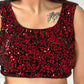 Amodini Designer Studio Women's Velvet Red Sleeveless Blouse