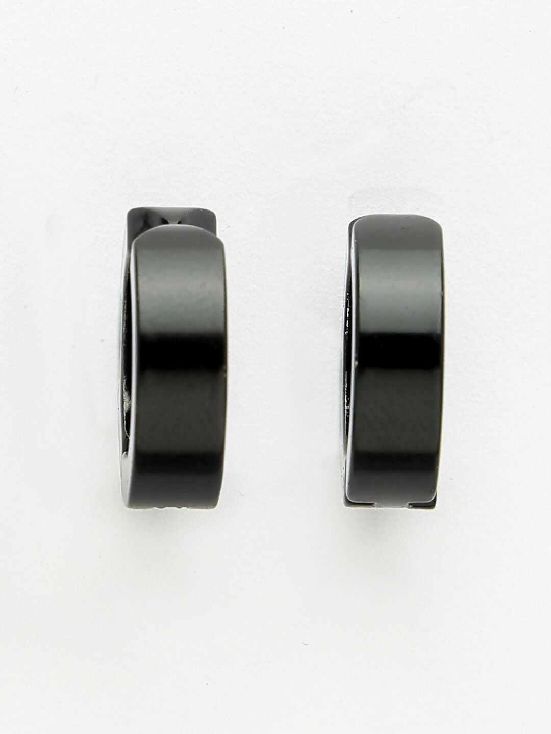 NVR Men's Black Rhodium-Plated Stainless Steel Hoop Earrings - Swadesiicart