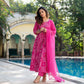 Indian Clothing Malishka Women's Pink Cotton Bandhani Kurta Pant Set With Dupatta - Pink - Malishka