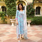 Indian Clothing Malishka Women's Sky Blue Cotton Floral Printed Kurta Pant Set With Dupatta - Skyblue - Swadesiicart
