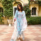 Indian Clothing Malishka Women's Sky Blue Cotton Floral Printed Kurta Pant Set With Dupatta - Skyblue - Swadesiicart