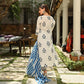 Indian Clothing Malishka Women's White Cotton Floral Printed Kurta Pant Set With Dupatta - White & Blue - Swadesiicart