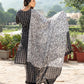 Indian Clothing Malishka Womens Black Cotton Printed Kurta and Pant Set with Dupatta - Black - Swadesiicart