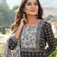 Indian Clothing Malishka Womens Black Cotton Printed Kurta and Pant Set with Dupatta - Black - Swadesiicart