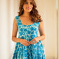 Indian Clothing Malishka Womens Sky Blue Abstract Printed Cotton Kurta and Pant Set with Dupatta - Sky Blue - Swadesiicart
