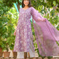 Indian Clothing Malishka Womens Purple Cotton Kurta Pant Set With Dupatta - Purple - Malishka
