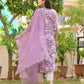 Indian Clothing Malishka Womens Purple Cotton Kurta Pant Set With Dupatta - Purple - Swadesiicart