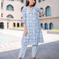 Aayaa Pure Muslin printed Kurti & Pant - Sky blue