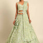 House of Panchhi Lime Green Net Sequins and Zarkan embroidery Lehenga choli & Dupatta | Swadesiicart