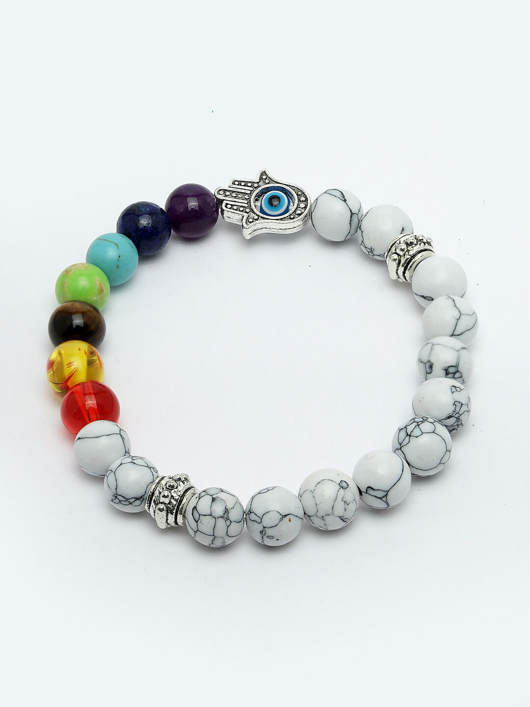 NVR Men & Women Multi Colour Marbel Crystal Elasticated Bracelet - Swadesiicart