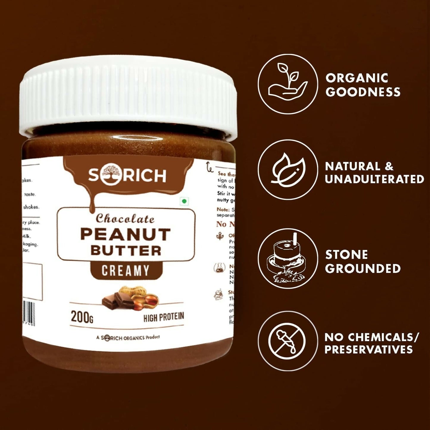 Sorich Organics Peanut Butter Chocolate Flavour Creamy - Swadesiicart