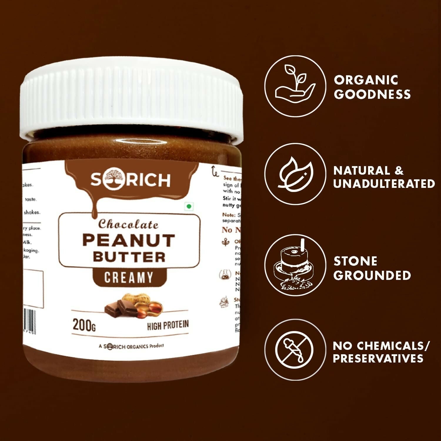 Sorich Organics Peanut Butter Chocolate Flavour Creamy - Swadesiicart