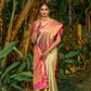 Jyoti Fashion Women's Off White Kanjivaram Silk Zari Woven Saree with Blouse | Swadesiicart