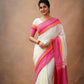 Exclusive Collection Off White Beautiful Khadi Cotton Handloom Saree - Swadesiicart