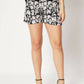 Black Crepe Floral Printed Top with Matching Shorts Set - Shivani
