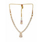 Gold and American Diamond Neckpiece with Pink Stone Center Piece (Gold) - Ruby Raang | Swadesiicart