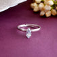 VOJ white CZ-detail Stainless Steel Cubic Zirconia Silver Plated adjustable finger Ring | Swadesiicart
