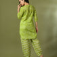Myshka Women's Green Printed Cotton Round Neck Party Tunic With Trousers Co-ord set - Swadesiicart