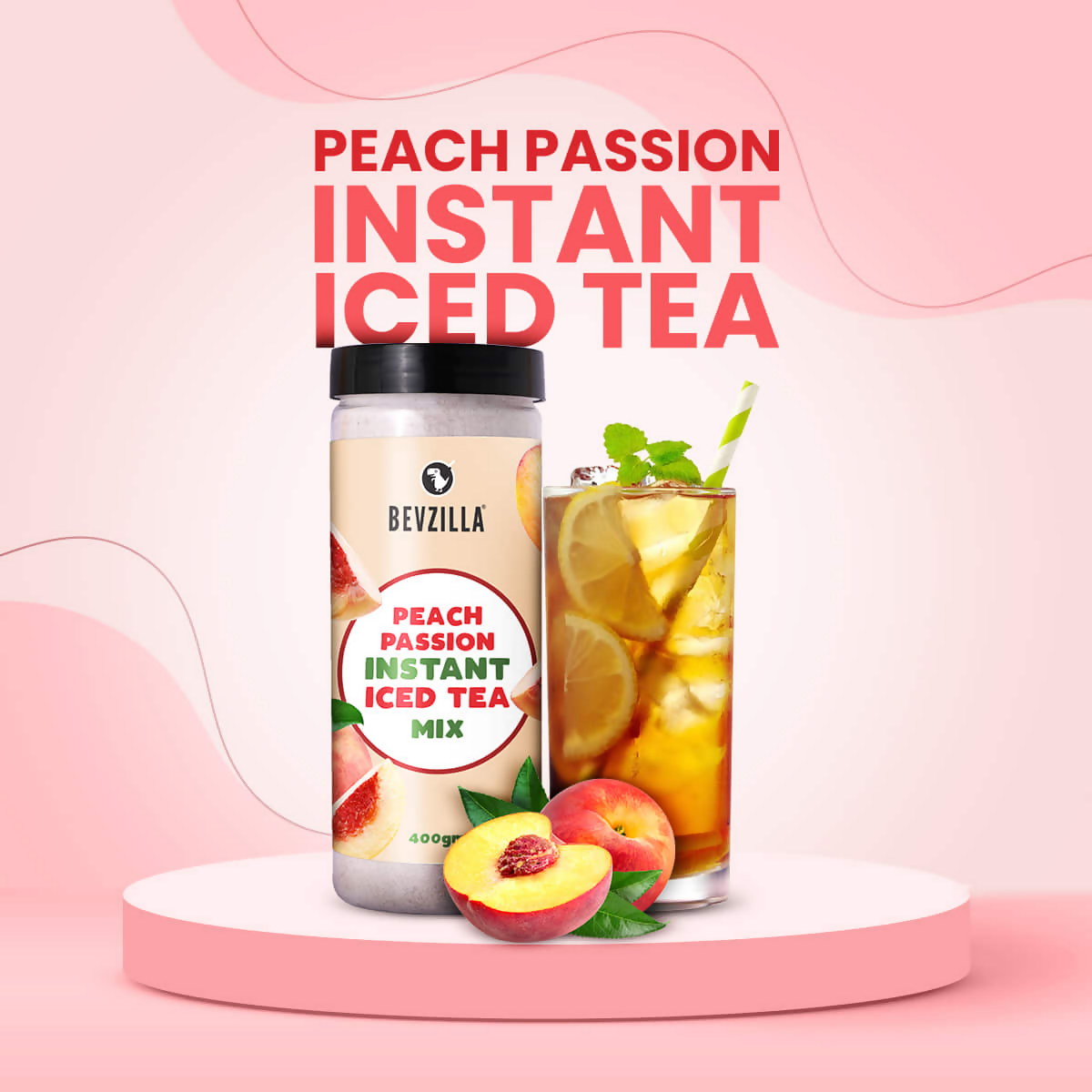 Bevzilla Peach Passion Instant Iced Tea Mix | Swadesiicart