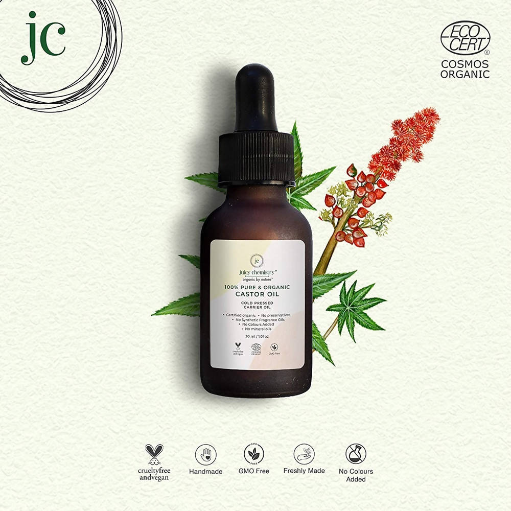 Juicy Chemistry Pure & Organic Castor Cold Pressed Carrier Oil - Swadesiicart