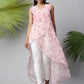 Ahalyaa Women Pink Organza Digital Printed Dress | Swadesiicart