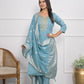 Lavender Viscose Silk Embroidery with Thread and sequence Stitched Suit With Dupatta - Tanisha | Swadesiicart