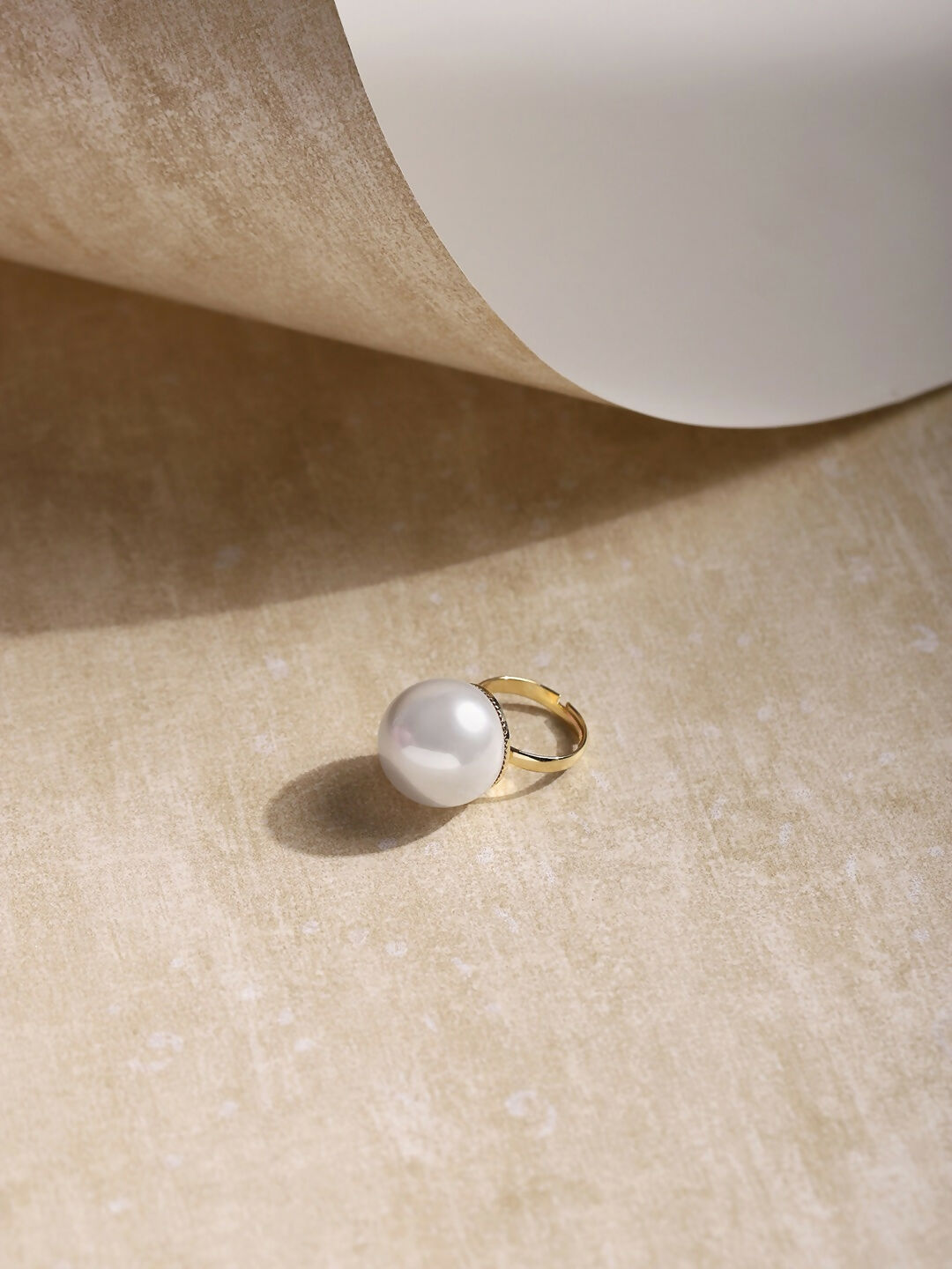 White Pearl Adjustable Ring- Ruby Raang | Swadesiicart