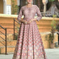 Wedding Designer PaleMauve Soft Dola Silk Anarkali suit with Dupatta - Samanta - Swadesiicart
