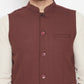 Even Apparels Maroon Merino Men Woven Nehru Jacket | Swadesiicart
