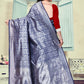 Vedant Vastram Litchi Silk Designer Banarasi Saree - Navy Blue | Swadesiicart