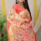 Anaita Peach Woven Design Pure Silk Banarasi Saree With Blouse