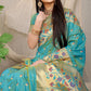 Anaita Sky Woven Design Pure Silk Banarasi Saree With Blouse