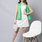Even Apparels Green Polyblend Open Front Women's Waistcoat | Swadesiicart