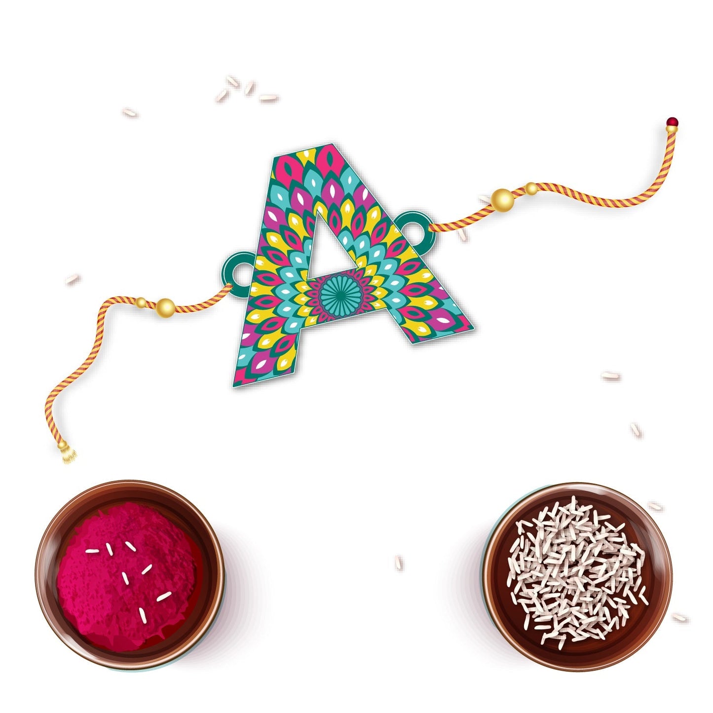 Indianvibez Alphabet A Wooden Rakhi - Kids Rakhi - Swadesiicart