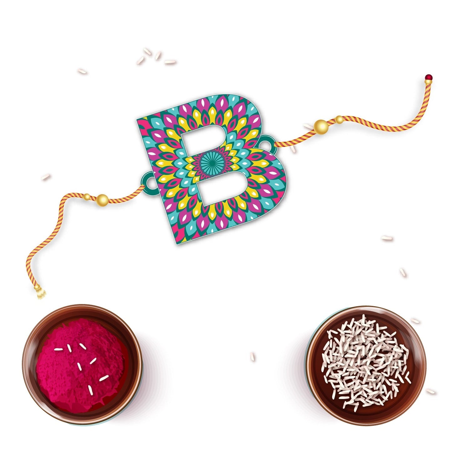 Indianvibez Alphabet B Wooden Rakhi - Kids Rakhi - Swadesiicart