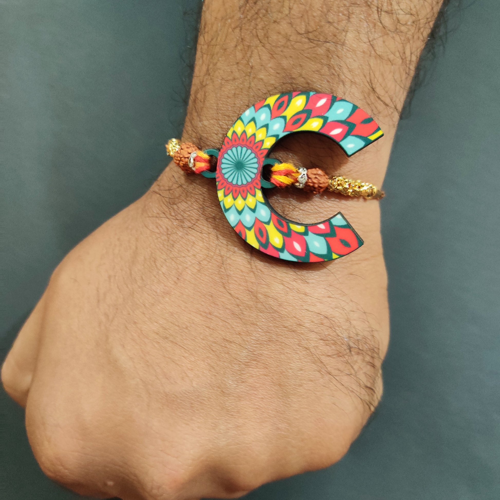 Indianvibez Alphabet C Wooden Rakhi - Kids Rakhi - Swadesiicart