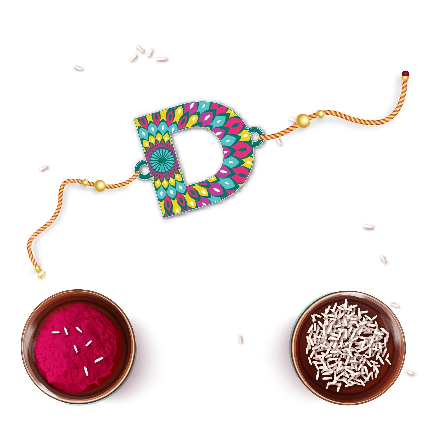 Indianvibez Alphabet D Wooden Rakhi - Kids Rakhi - Swadesiicart